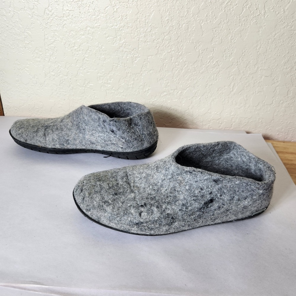 Glerups Model G Grey Wool Felt Slip On Shoes Rubber Sole Mens 10.5 EU 44